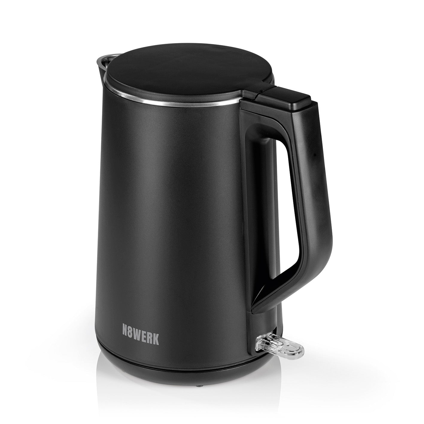 Wasserkocher in der Midnight Edition mit 1,5 Liter Fassungsvermögen, 2200 W Leistung und kabellosem 360° Drehfuß.