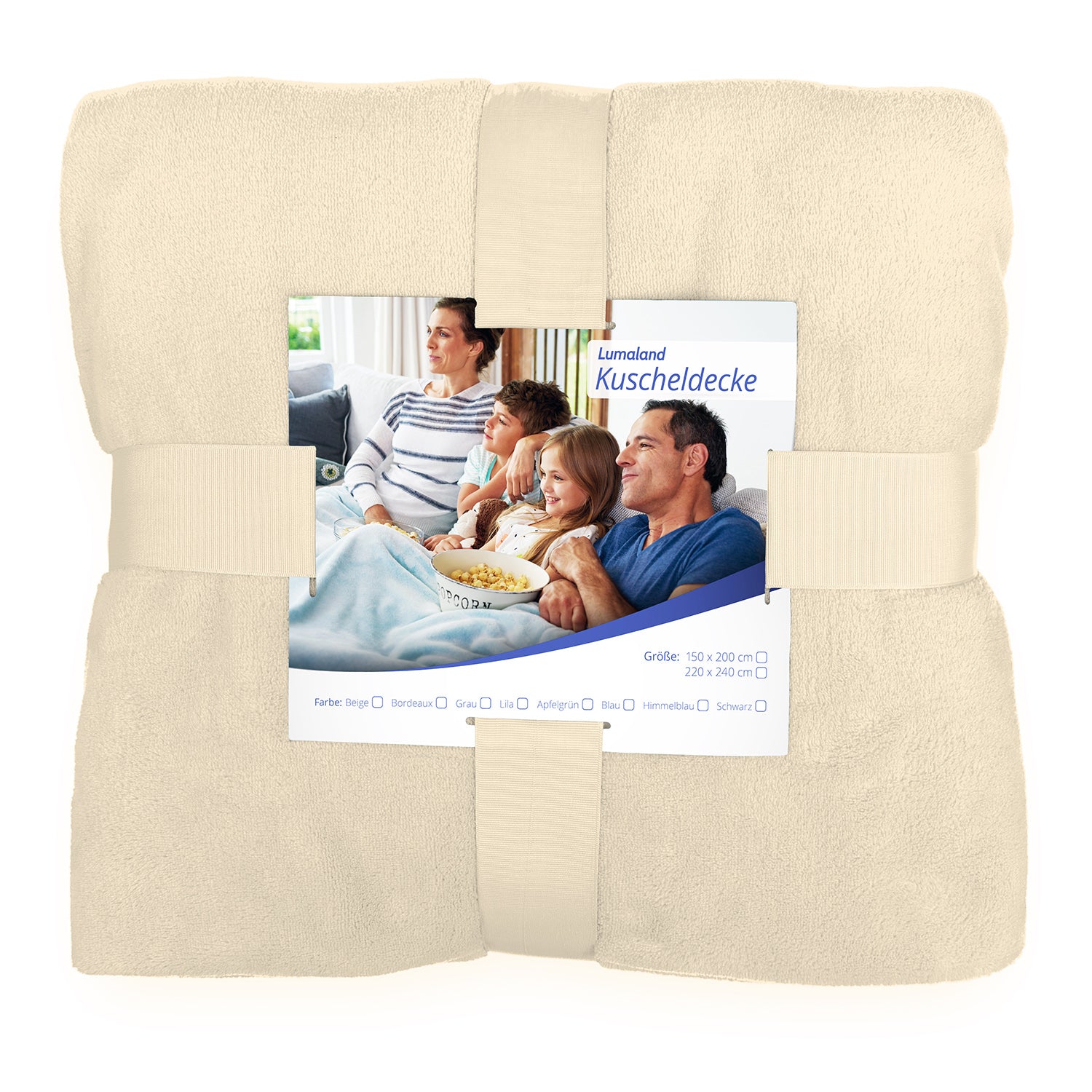 Kuscheldecke - 220x240 cm - Sofadecke & Tagesdecke in Beige aus weichem Coral-Fleece, ideal für Sofa oder Doppelbett.
