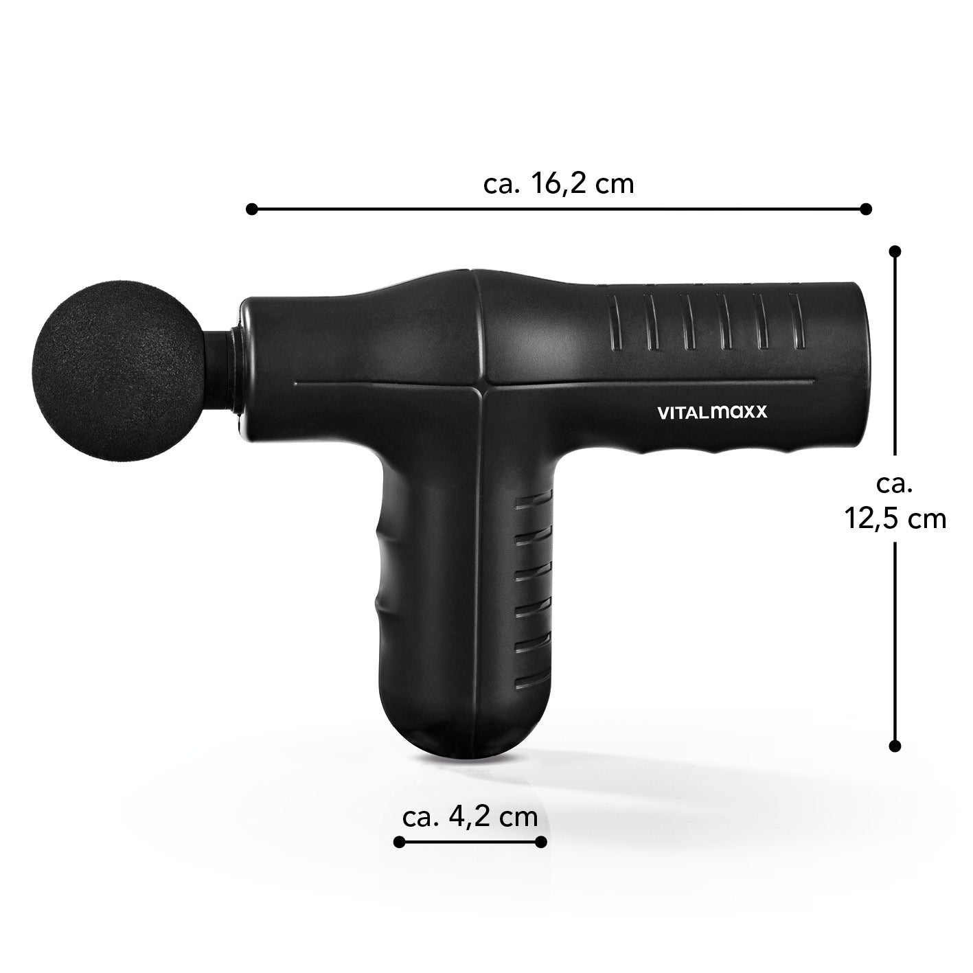 Mini-Massage Gun Smart Grip - schwarz mit ergonomischem Griff, kompakt und kraftvoll für effektive Regeneration und Muskelmassage.