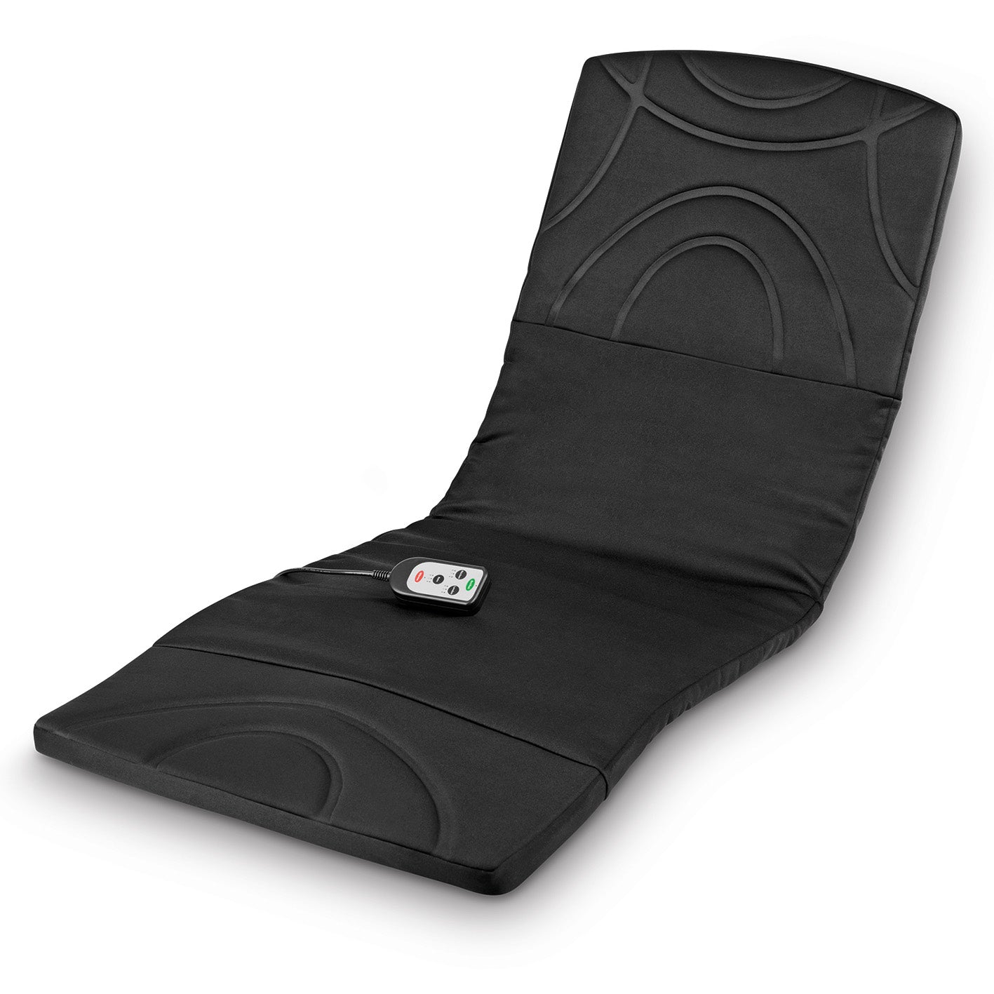 Massagematte 5-Zonen 12V schwarz mit 5 Vibrationsmotoren, Wärmefunktion, 3 Massagezonen und Fernbedienung für Ganzkörpermassage.