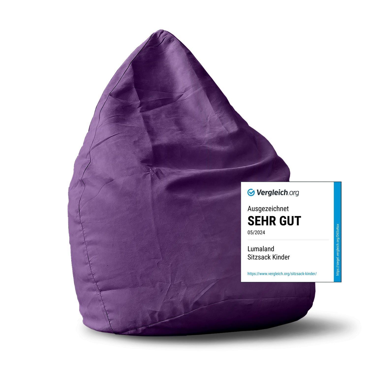 Luxury XL PLUS Sitzsack (220 L) in Lila, indoor, mit atmungsaktiver EPS-Füllung für optimale Körperanpassung und hohen Sitzkomfort.