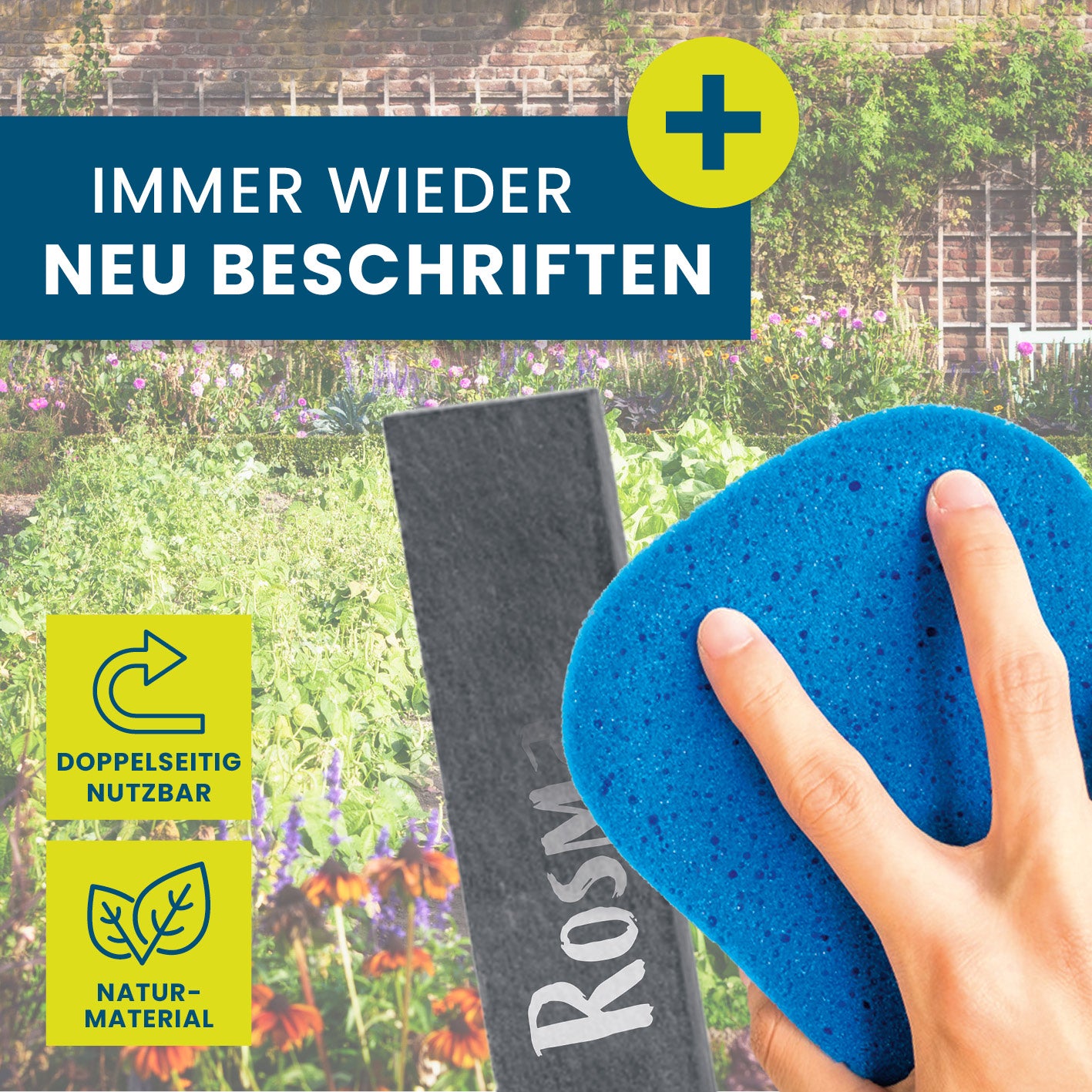 Schiefer-Pflanzschilder 10er-Set - 15 x 2,5 cm, wetterfest, wiederbeschriftbar, doppelseitig und aus hochwertigem Naturmaterial.
