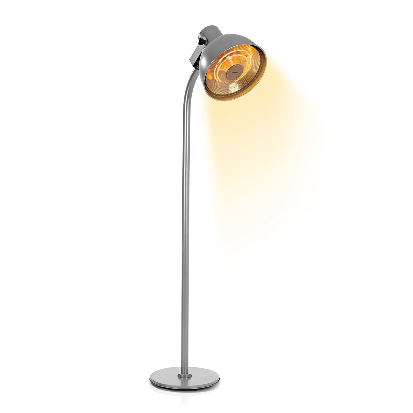 Infrarot-Heizstrahler mit Standfuß, moderner Lampen-Design Strahler mit verstellbarem Kopf und 3 Heizstufen.