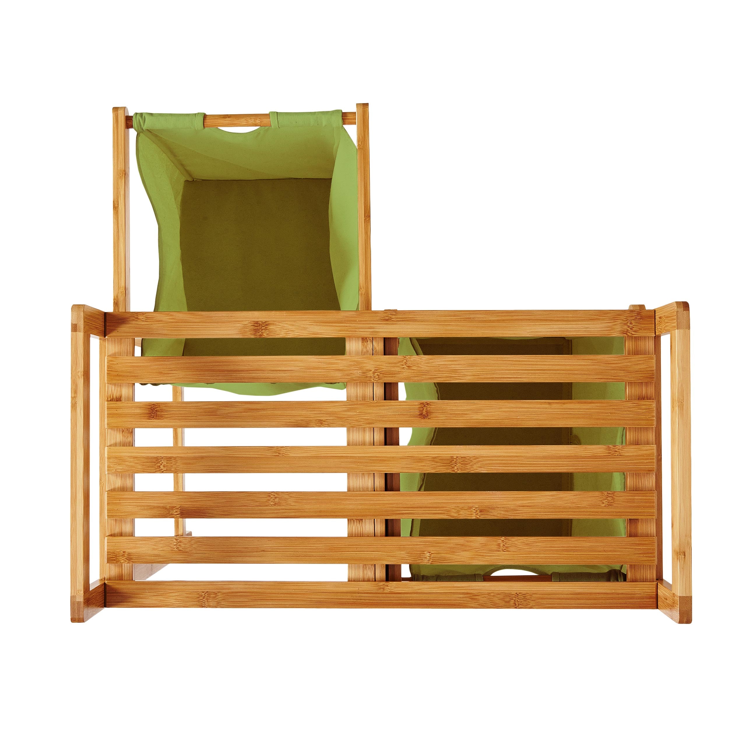 Bambus Wäschekorb mit 2 ausziehbaren Wäschesacken in Grün, 73 x 64 x 33 cm, stilvoll und pflegeleicht für mehr Ordnung.