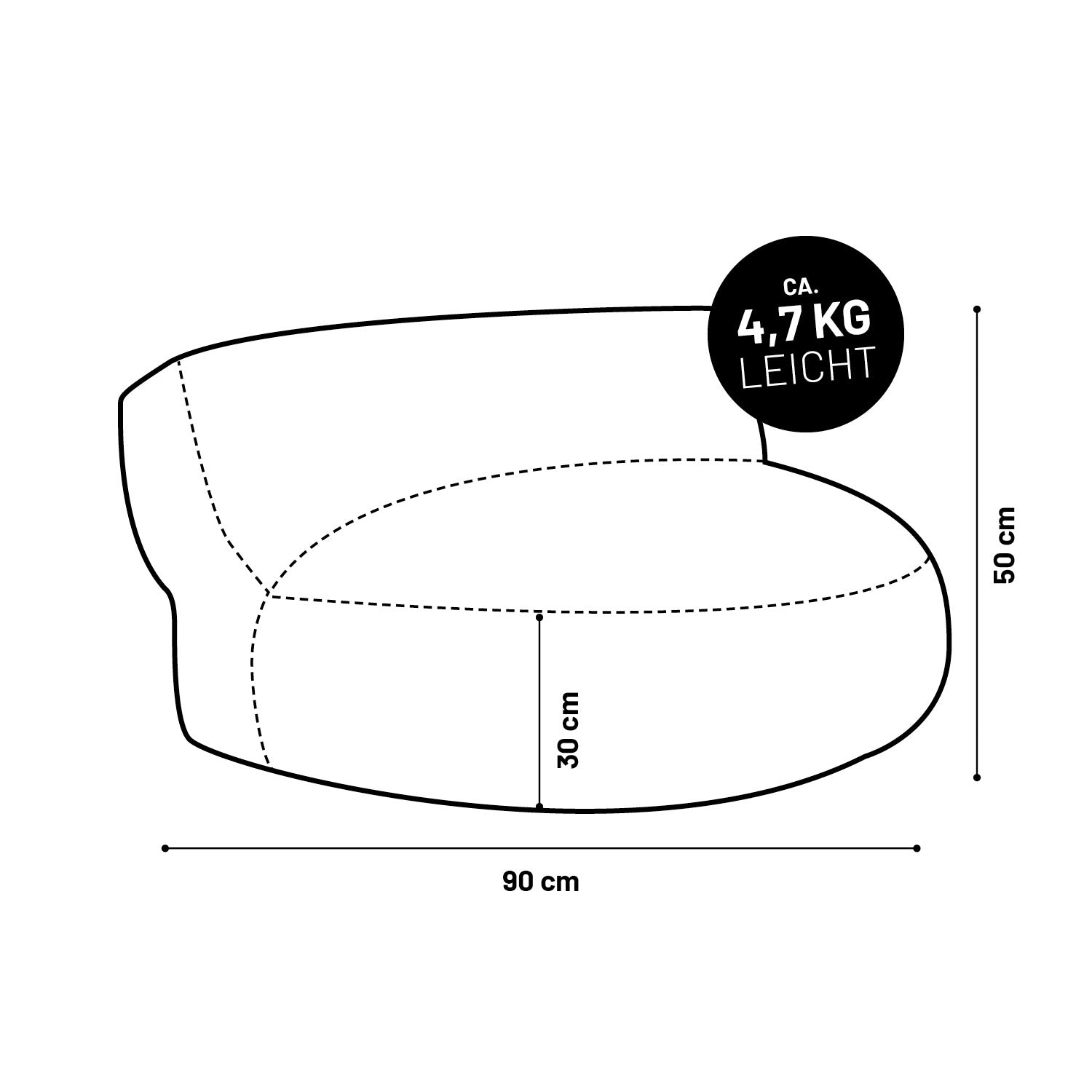 Interior Line Sitzsack-Lounge (320 L) Braun, leichter Indoor Sitzsack im Leinen-Look, Maße 90x50x30 cm, komfortabel und langlebig.
