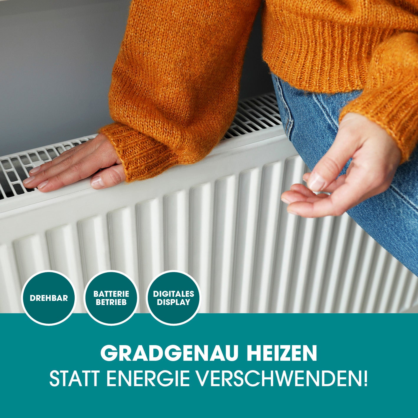 Heizkörperthermostat Digital mit drehbarem, batteriebetriebenem digitales Display für energiesparendes, gradgenaues Heizen.