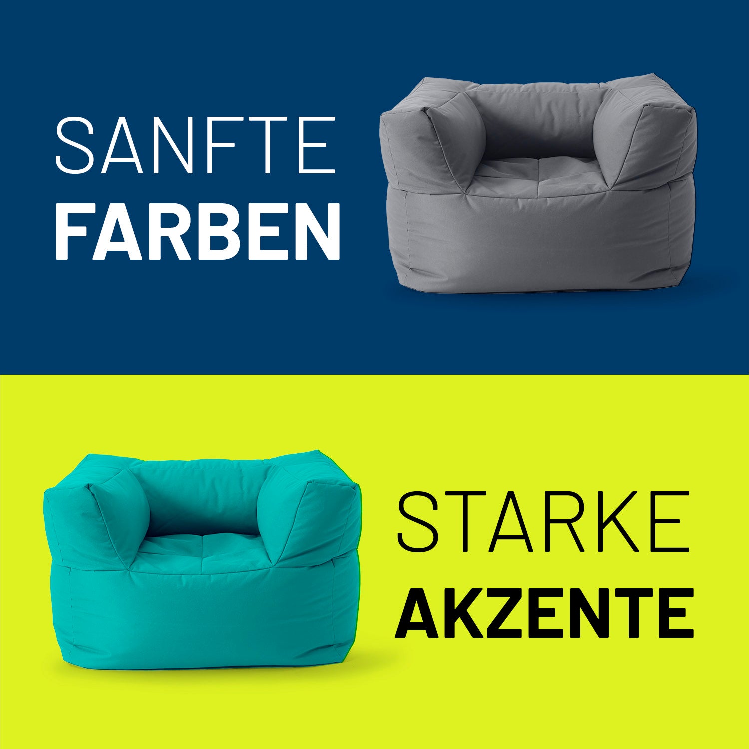 Sitzsack-Sofa Sessel (400 L) in Türkis, modulares System, bequemer In- & Outdoor-Sessel mit extrastarkem Bezug und Volumen.