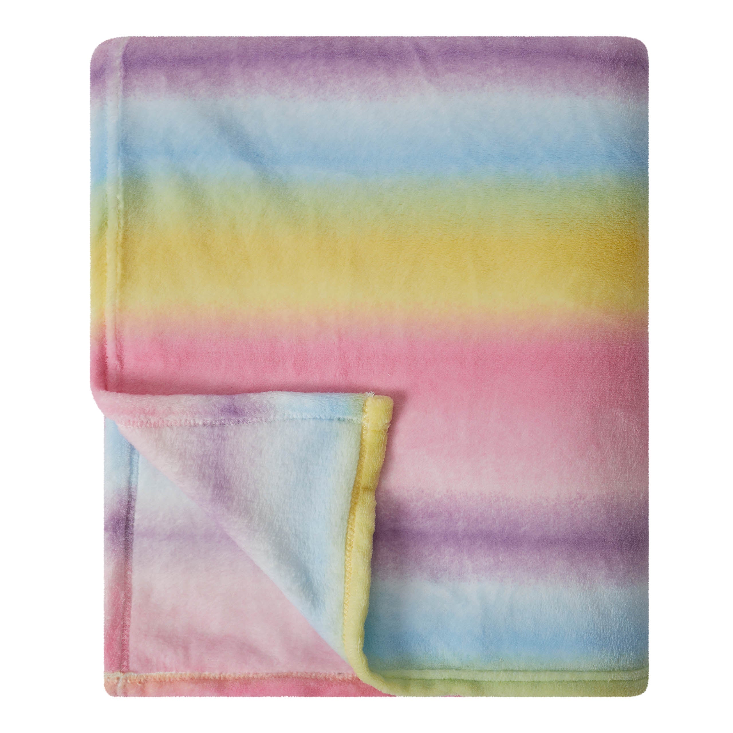 Kuscheldecke für Kinder - 150 x 180 cm mit weichem Coral-Fleece und buntem Regenbogen-Design, ideal für gemütliche Stunden.