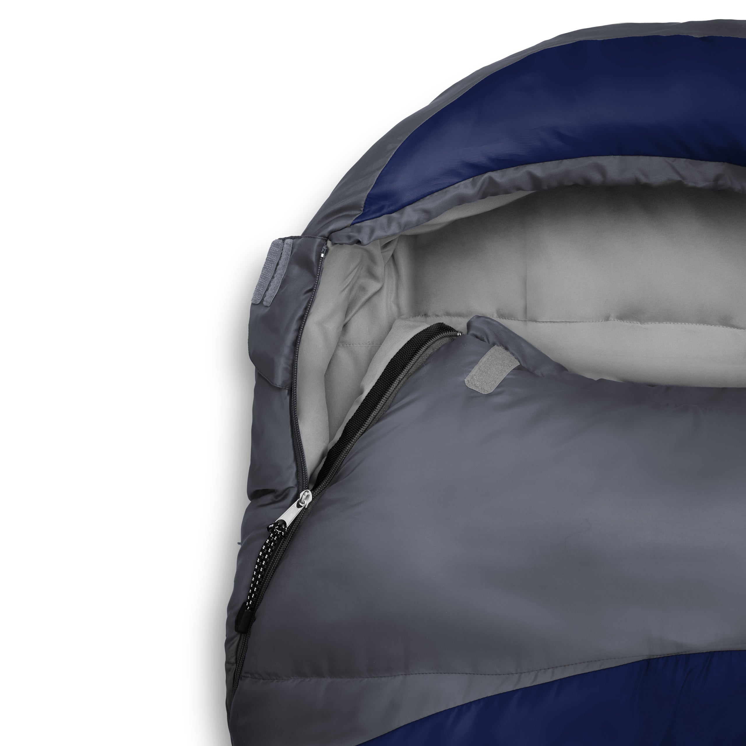 Camping Schlafsack Classic - Mumienschlafsack mit Tasche, dunkelblau, wasserabweisend, atmungsaktiv und warm bis -5°C, 230 x 80 x 55 cm.