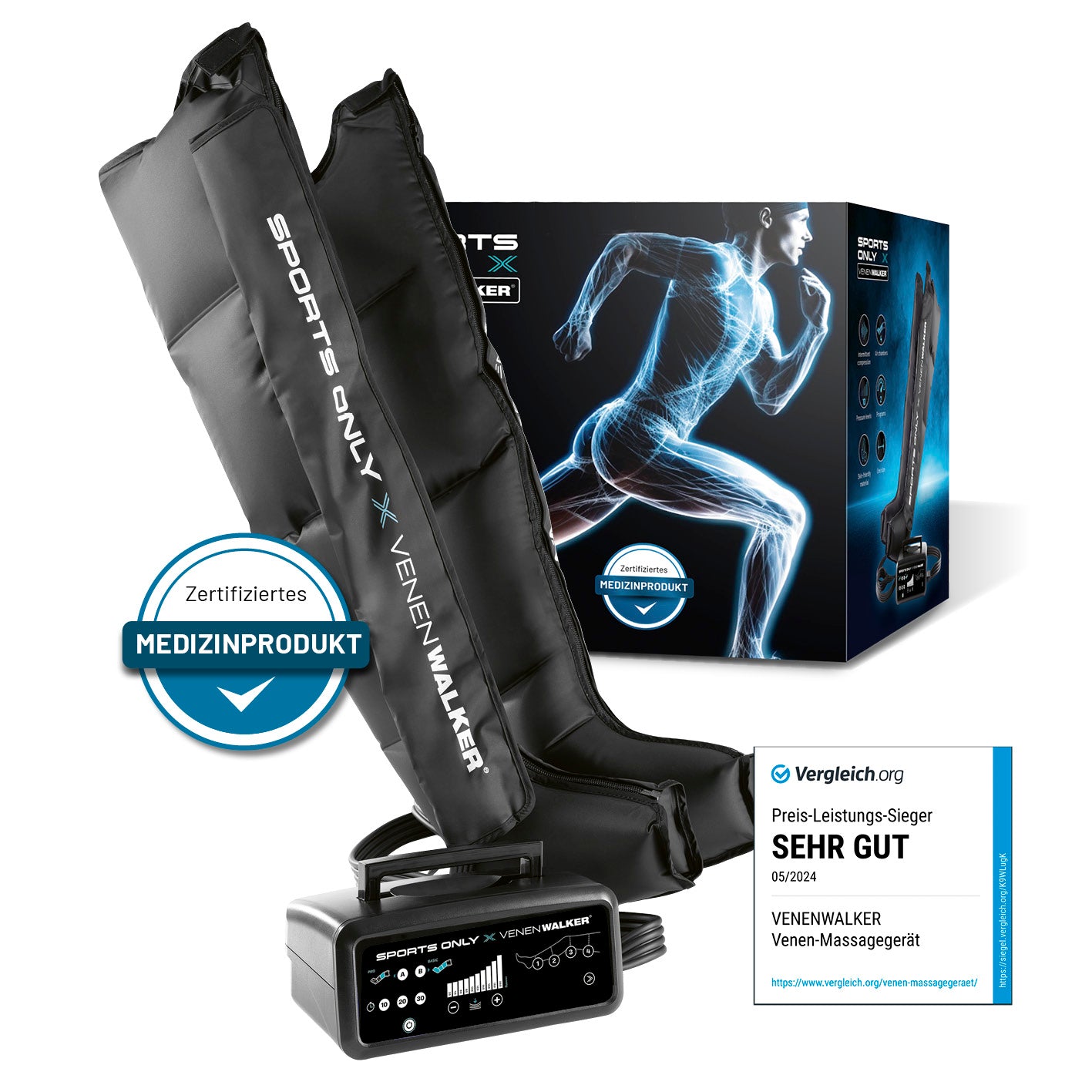 Massageboots zur Kompressionstherapie mit 10 Intensitätsstufen für Sportler zur Regeneration und verbesserten Beweglichkeit.