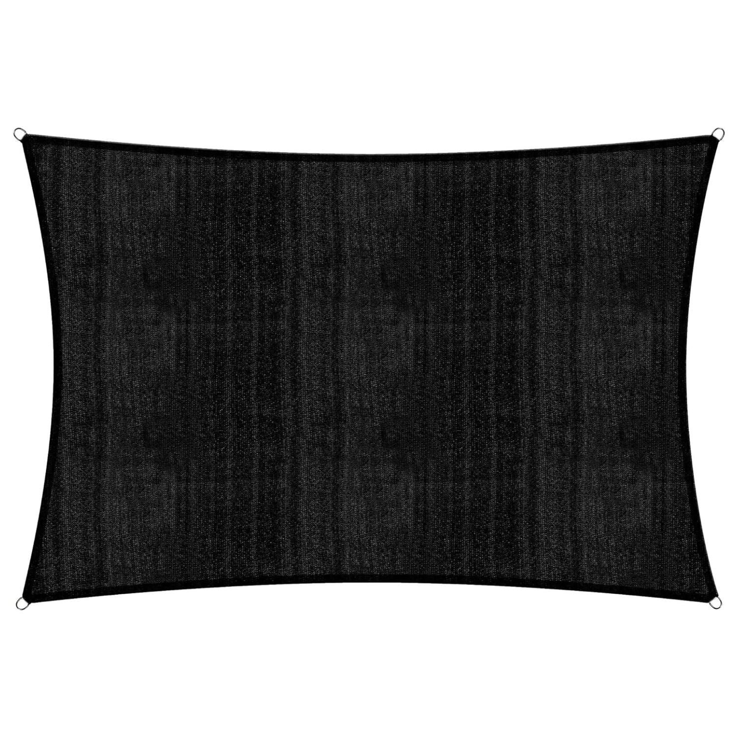 Sonnensegel 100% HDPE mit Stabilisator für UV-Schutz - Rechteck 4 x 5 Meter - Schwarz, robust und reißfest mit Befestigungsringen.