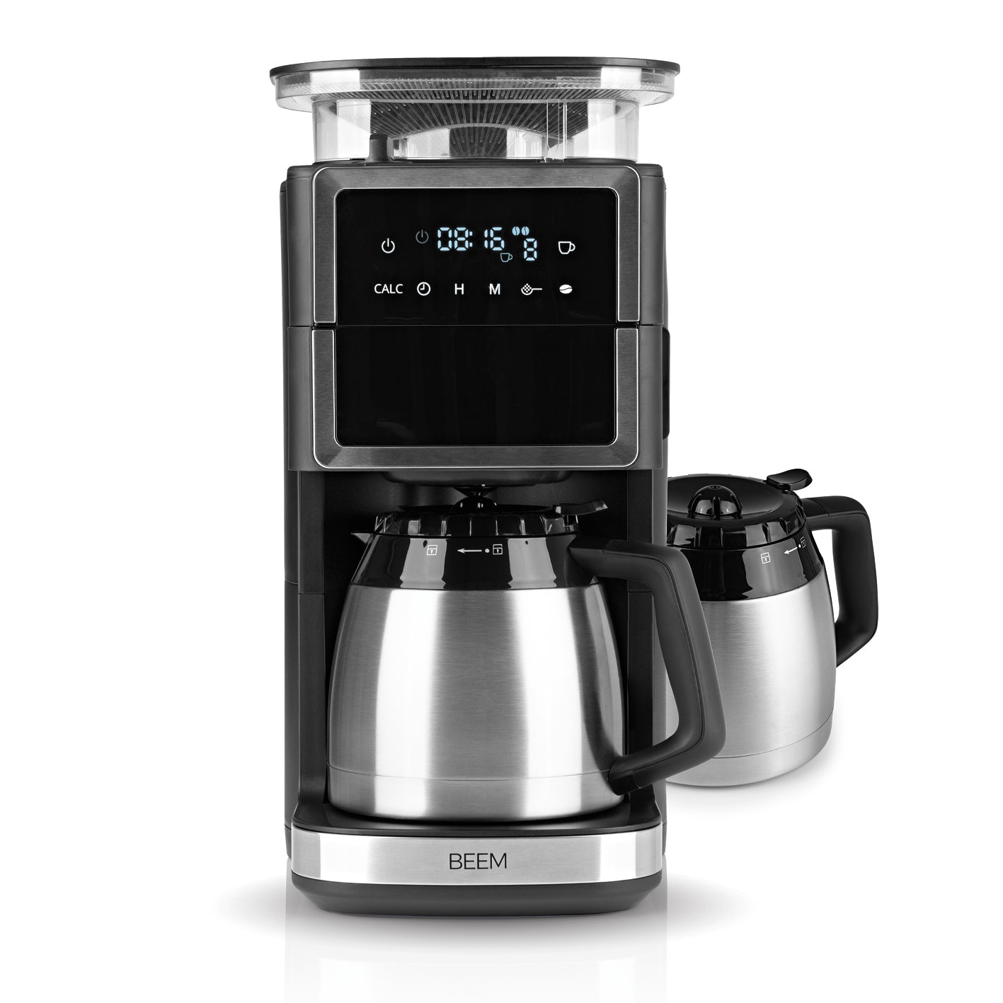 FRESH-AROMA-PERFECT III Filterkaffeemaschine mit Mahlwerk und 2x Thermo-Isolierkanne, digitalem Touch-Display und Timer.