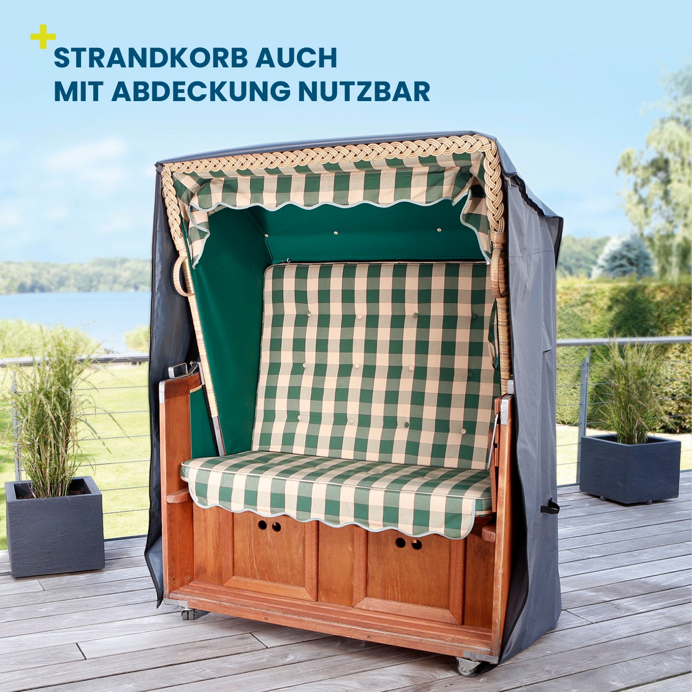 Strandkorb Schutzhülle L/XL – 140 x 100 x 165/140 cm, robustes, wasserfestes, wetter- und UV-beständiges Schutzcover in Grau.