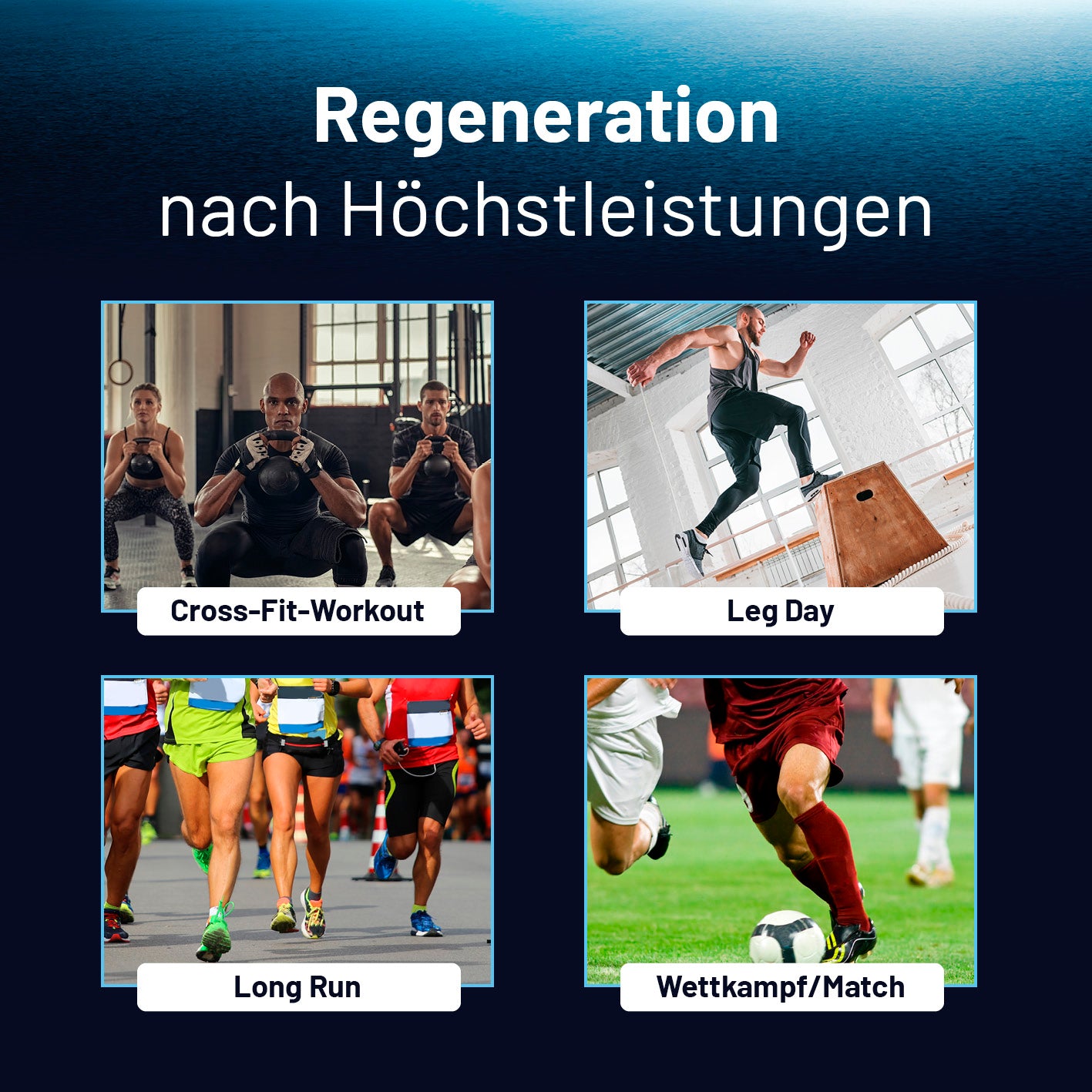 Massageboots zur Kompressionstherapie mit 10 Intensitätsstufen für optimale Regeneration nach CrossFit, Leg Day, Long Run und Wettkampf.