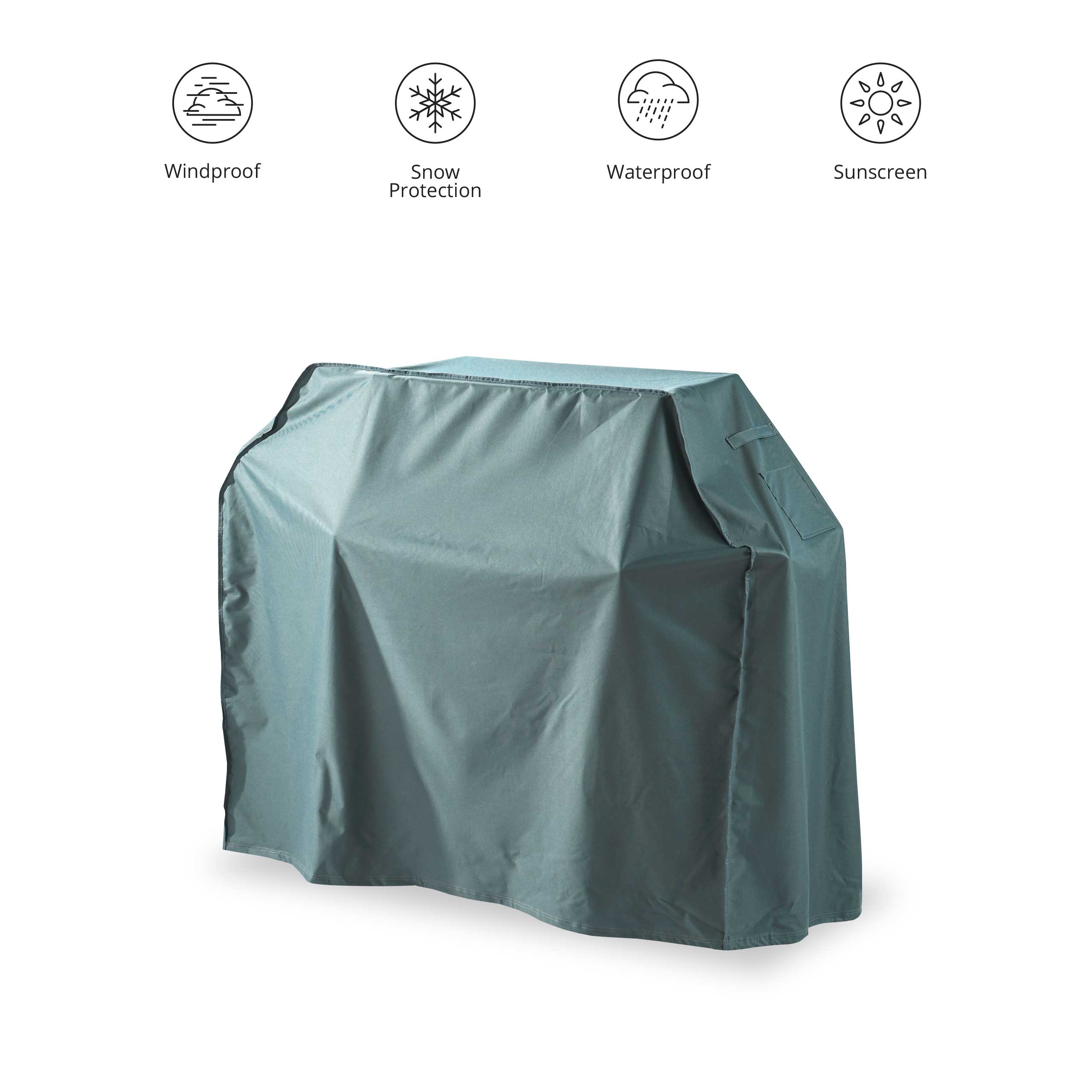 Gartenmöbelabdeckung Grill Abdeckhaube 152,4x63x125 cm grün/grau, wasserdicht, wind- und schneesicher, UV-beständig, robustes Oxford 600D Gewebe.