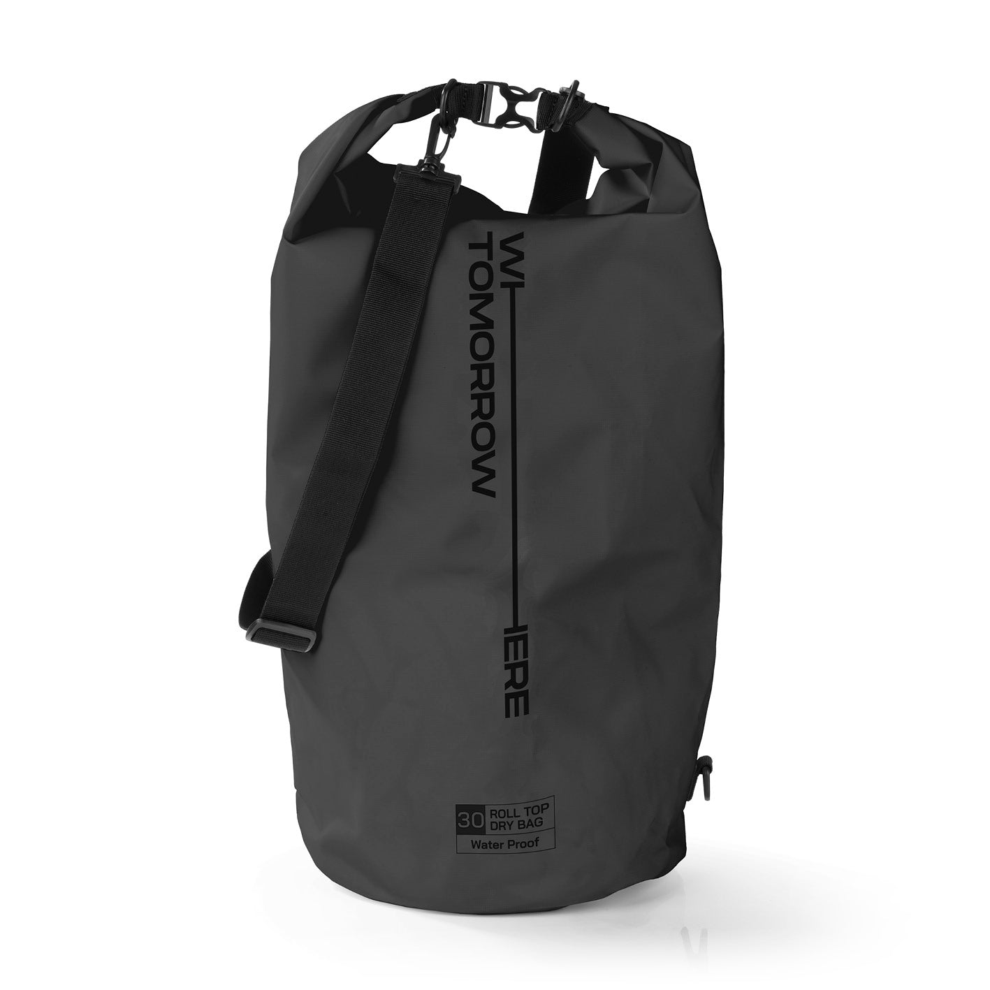 Dry Bag 30L - Style 02 - Schwarz, wasserdichter, robuster Rucksack mit Rolltop-Verschluss und verstellbarem Schultergurt für Outdoor-Abenteuer.