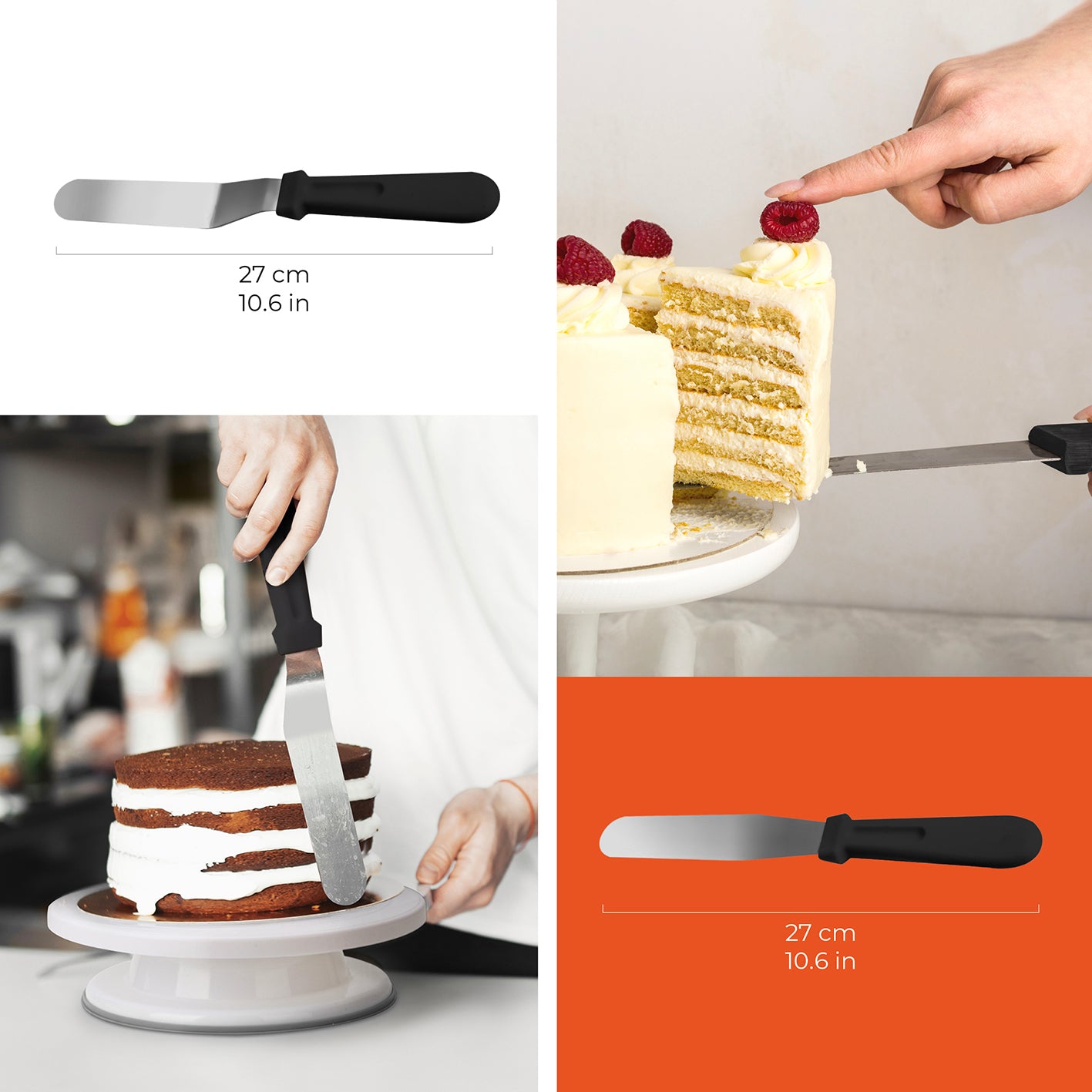 Tortendeko-Set zum Backen & Verzieren mit 27 cm langem Palette zum gleichmäßigen Verteilen von Creme und Torten verzieren.