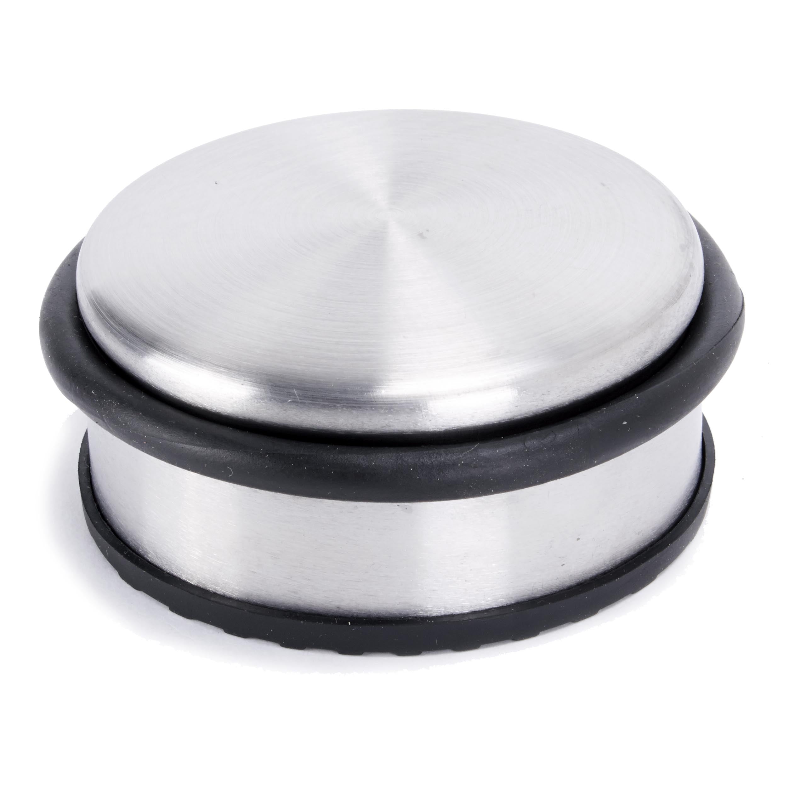 Edelstahl Türstopper Chrom-Design flach - 8 Stück, silberner, verchromter Türhalter mit Gummiring zur Türsicherung.
