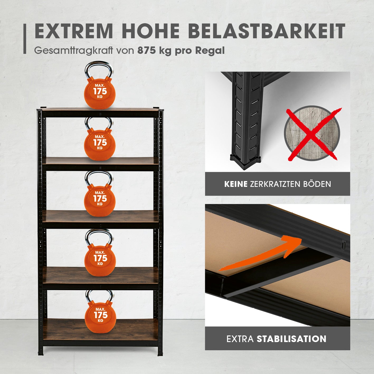 2 in 1 Schwerlastregal & Werkbank - 2er-Set - 180 x 90 x 40 cm - Holzoptik mit hoher Tragkraft und stabiler Metallkonstruktion.