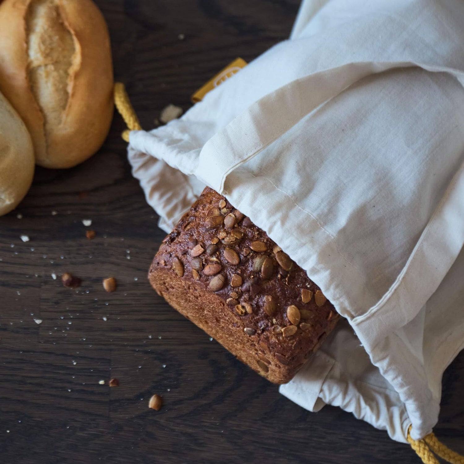 Einkaufsbeutel aus 100% Baumwolle - 5er-Set mit Brot und Brötchen, nachhaltige wiederverwendbare Baumwoll-Tragetasche von Lumaland.