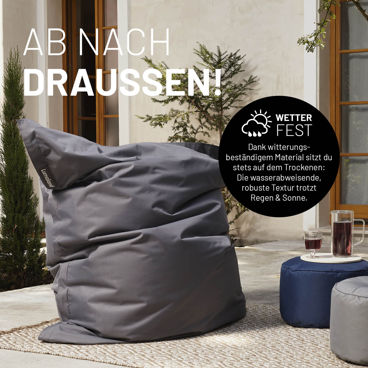 Sitzsack Classic XXL (380 L) - indoor & outdoor - Rotwein mit wetterfestem Material, wasserabweisend und robust für drinnen und draußen.