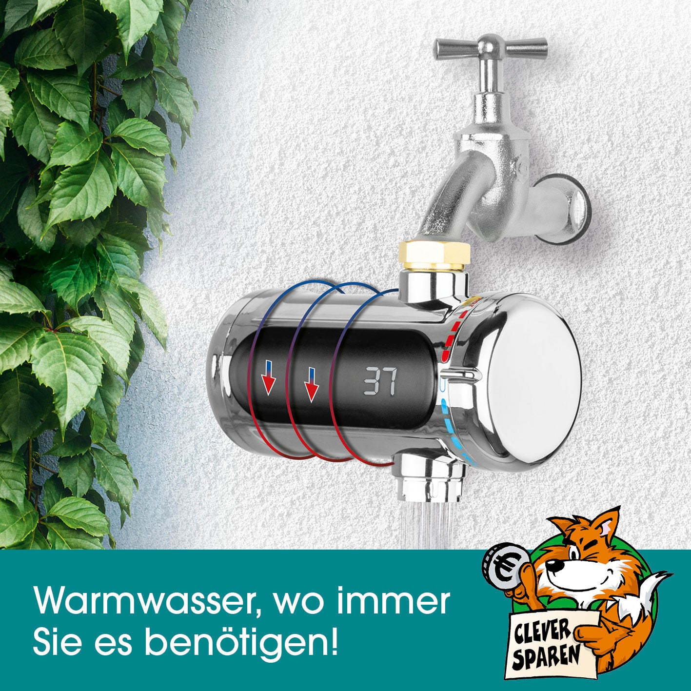 Universal-Durchlauferhitzer mit digitaler Anzeige, kompakt und langlebig für schnellen, energieeffizienten Warmwasserkomfort im Außenbereich.
