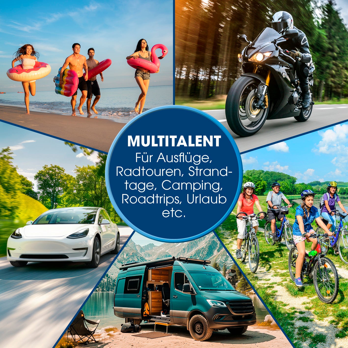 Akku-Handkompressor multifunktional für Auto-, Fahrrad-, Motorradreifen und Bälle, ideal für Ausflüge, Camping und Reisen.