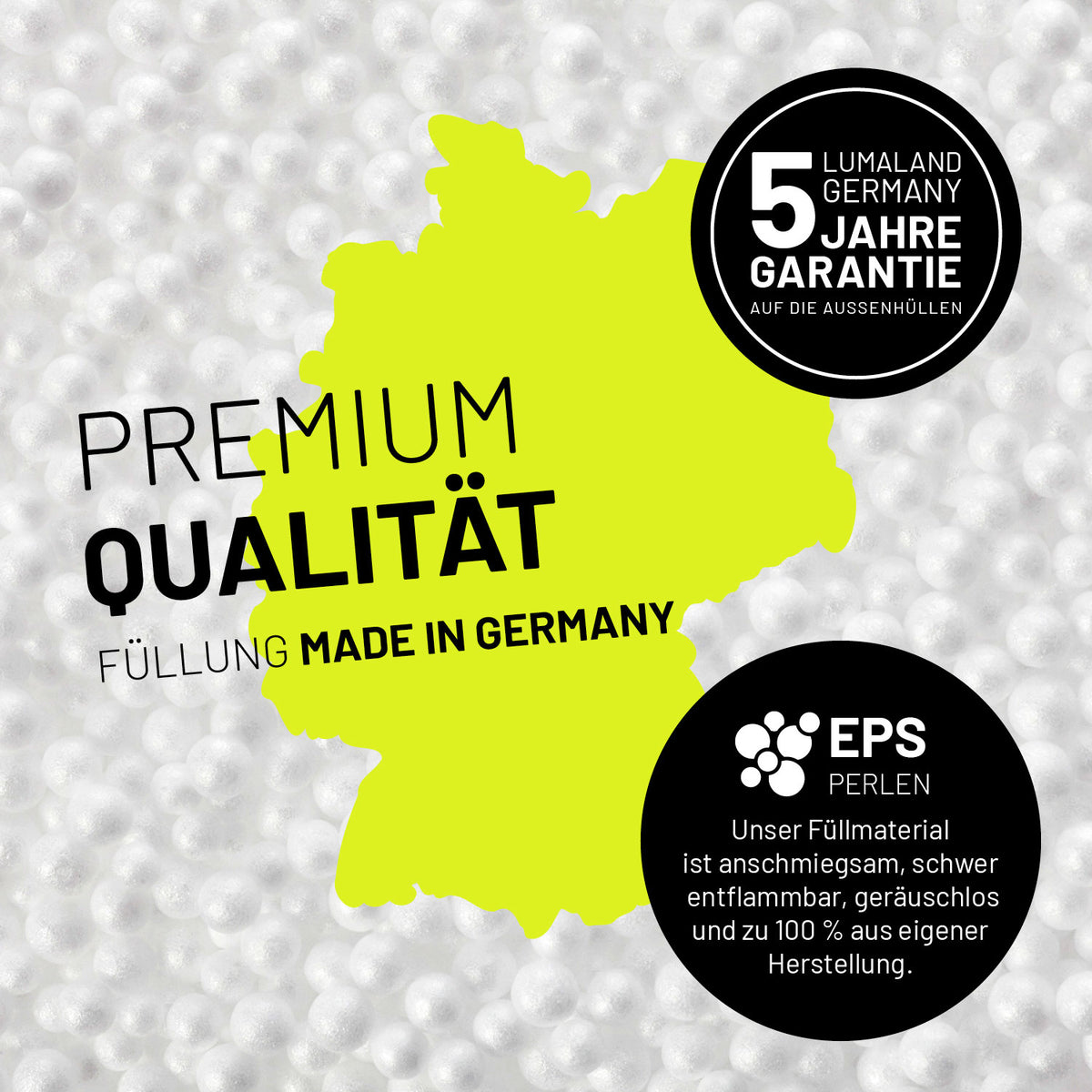 Luxury Fußball Sitzsack (300 L) mit Premium-Qualität, EPS-Perlenfüllung und 5 Jahre Garantie, made in Germany.