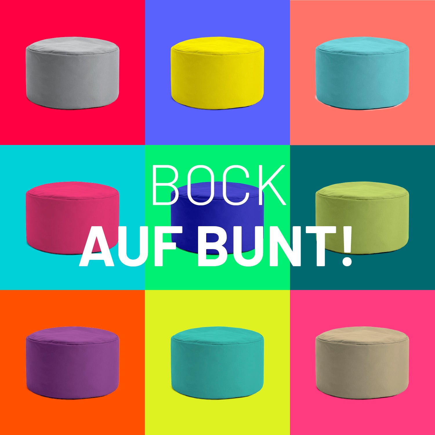 Sitzsack-Hocker/Pouf (50 L) in verschiedenen Farben, modern, indoor & outdoor, leicht, langlebig, mit verdecktem Reißverschluss und pflegeleichtem Material.
