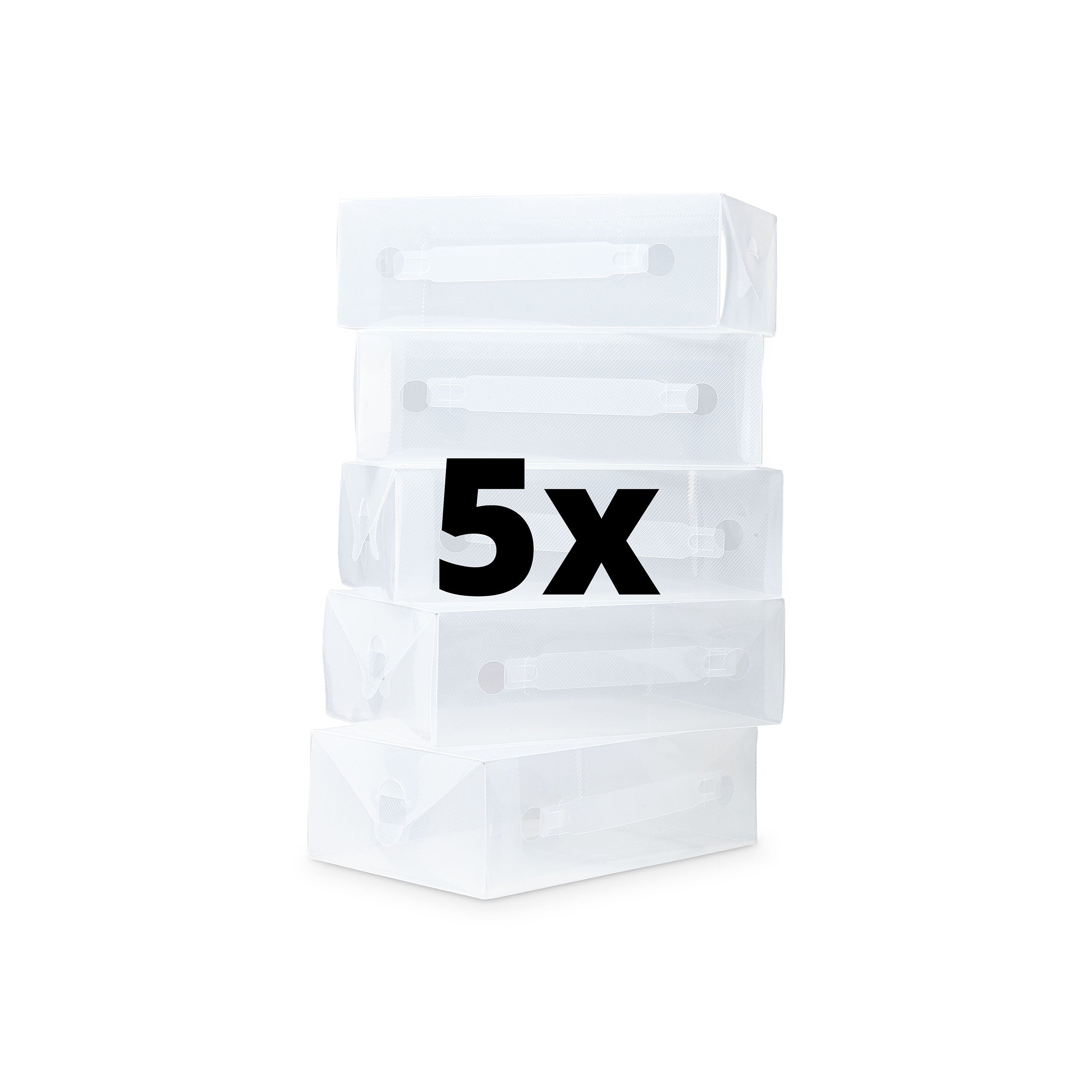 Herren Schuhbox - Transparent und stapelbar - 5er Set mit praktischem Transportgriff und vielseitiger Aufbewahrung.