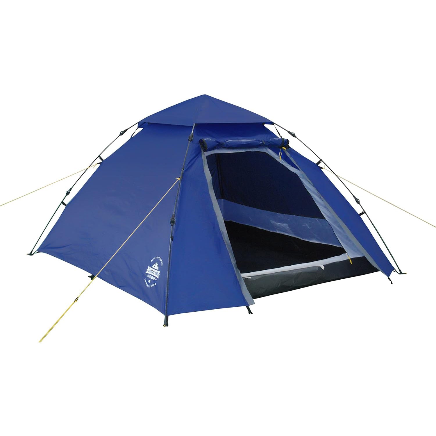 Pop Up Familienzelt Wurfzelt 3 Personen Zelt Blau, schnelles Aufstellen, wasserfest, mit Belüftung und praktischer Innentasche, ideal für Camping.