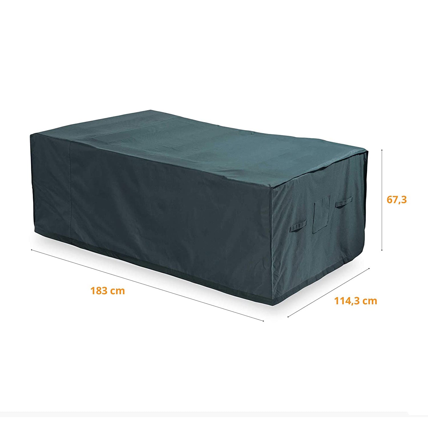 Abdeckplane für Gartentisch 183x114,3x67,3 cm, grün/grau, wasserdicht, UV-beständig, reißfest, mit Tragegriffen und passgenauem Schutz.