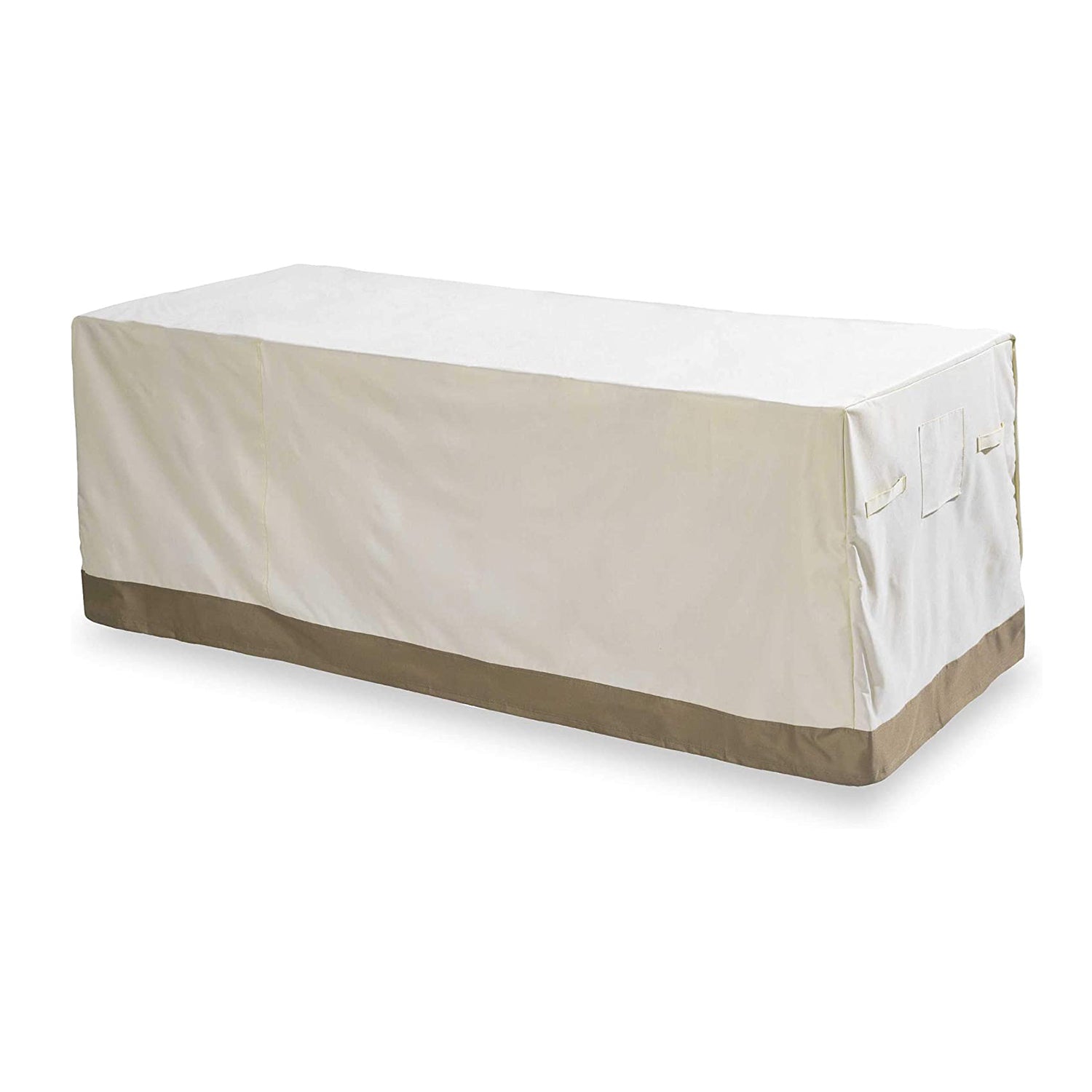 Abdeckplane für Gartentisch 183 x 114,3 x 67,3 cm, beige, wasserdicht, UV-Schutz, reißfestes 600D Oxford Gewebe, Schutz vor Wetter.