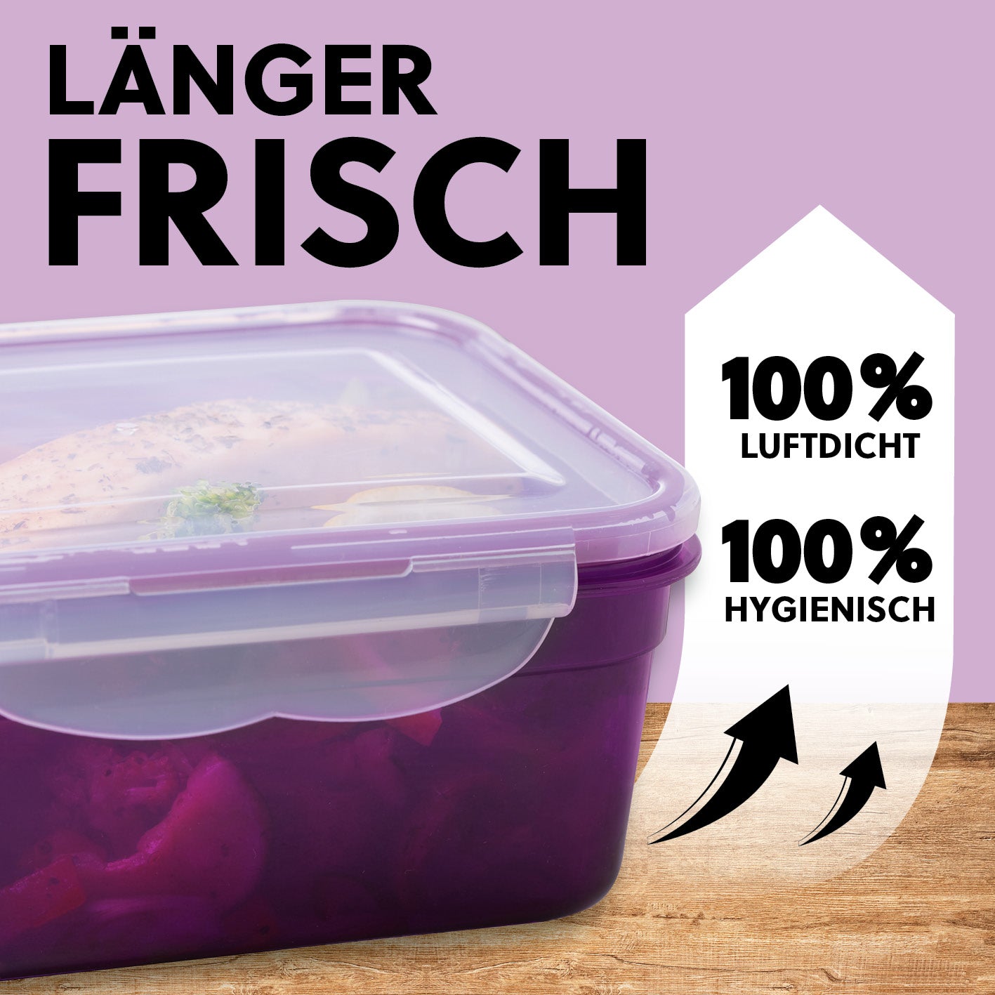Frischhaltedosen Klick-it, 28-tlg., Lila, luftdichte, hygienische Kunststoffdosen für langanhaltende Frische und sichere Aufbewahrung.
