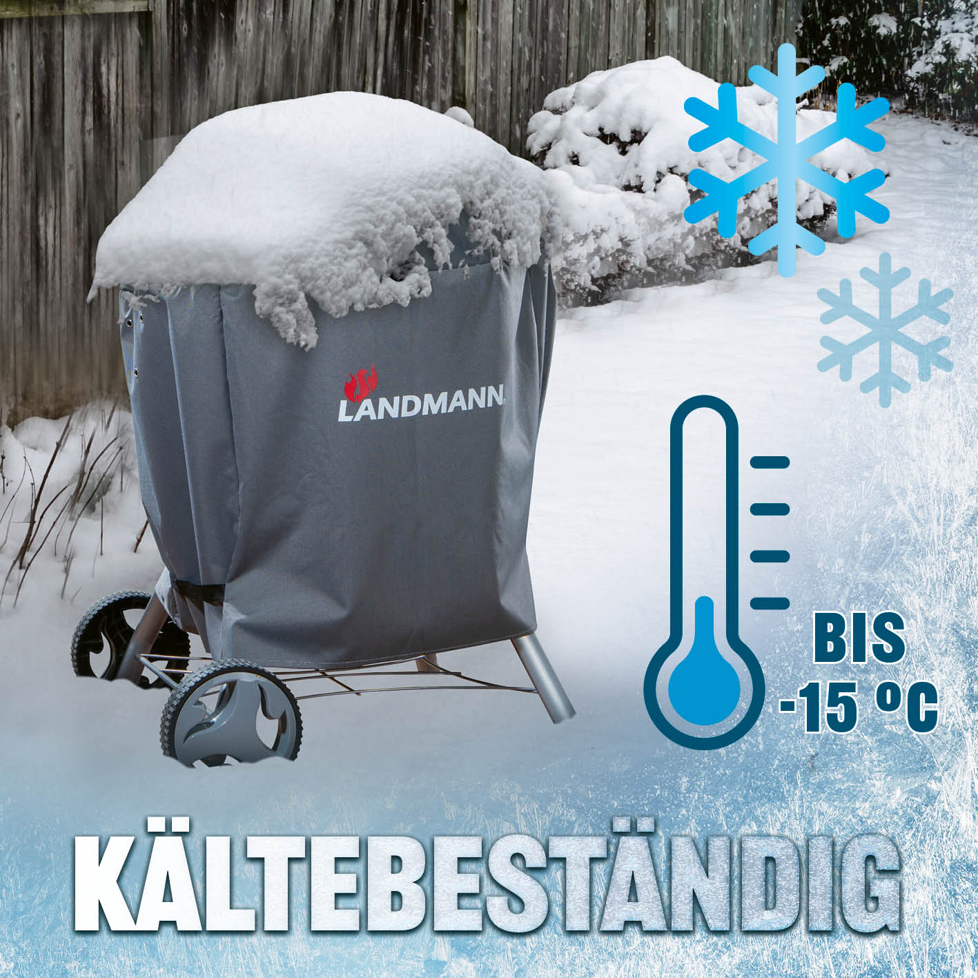 Wetterschutzhaube Premium - 90x70x70 cm - grau, kältebeständig bis -15 °C und wasserdicht mit robustem 600 D Polyestergewebe.