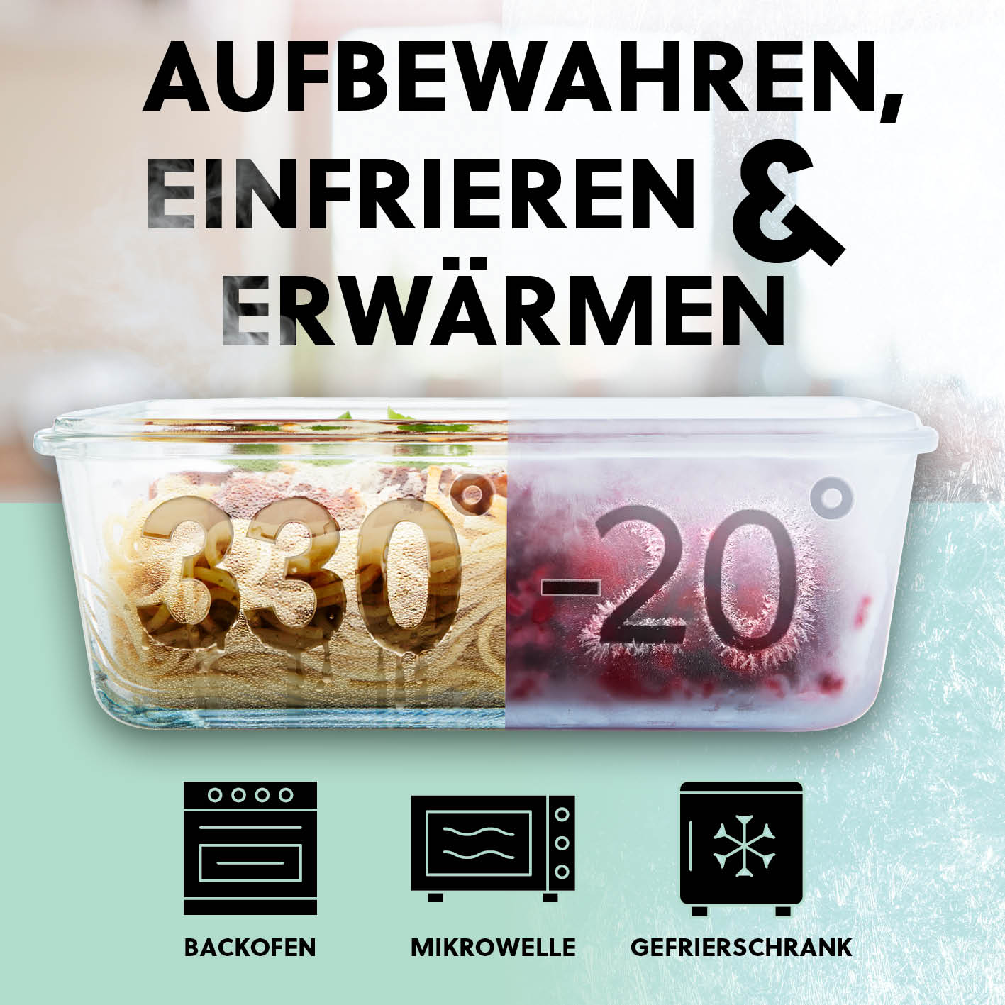 Frischhaltedosen Klick-it - 8-tlg. - Grün, luftdicht, hitzebeständig bis 330°C, gefrier- und mikrowellenfest, ideal für Aufbewahrung und Erwärmen.