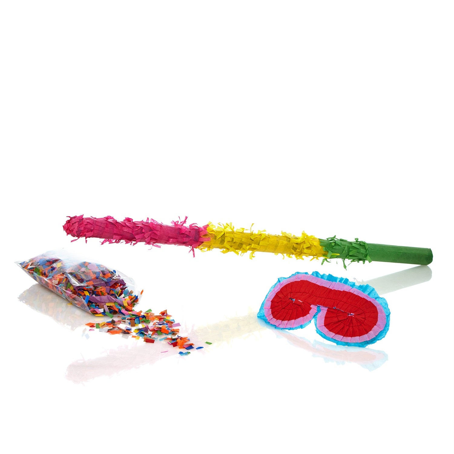 Pinata Einhorn - Set zum Befüllen inkl. Schläger, Maske und 50g Konfetti