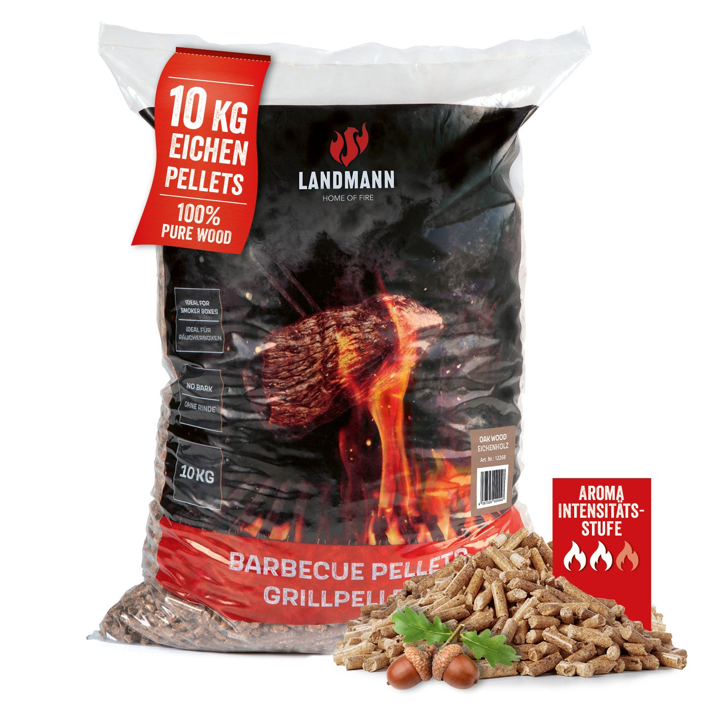 Grillpellets Eichenholz 10 kg für rauchigen Geschmack, vielseitig einsetzbar und ideal zum Räuchern auf verschiedenen Grills.