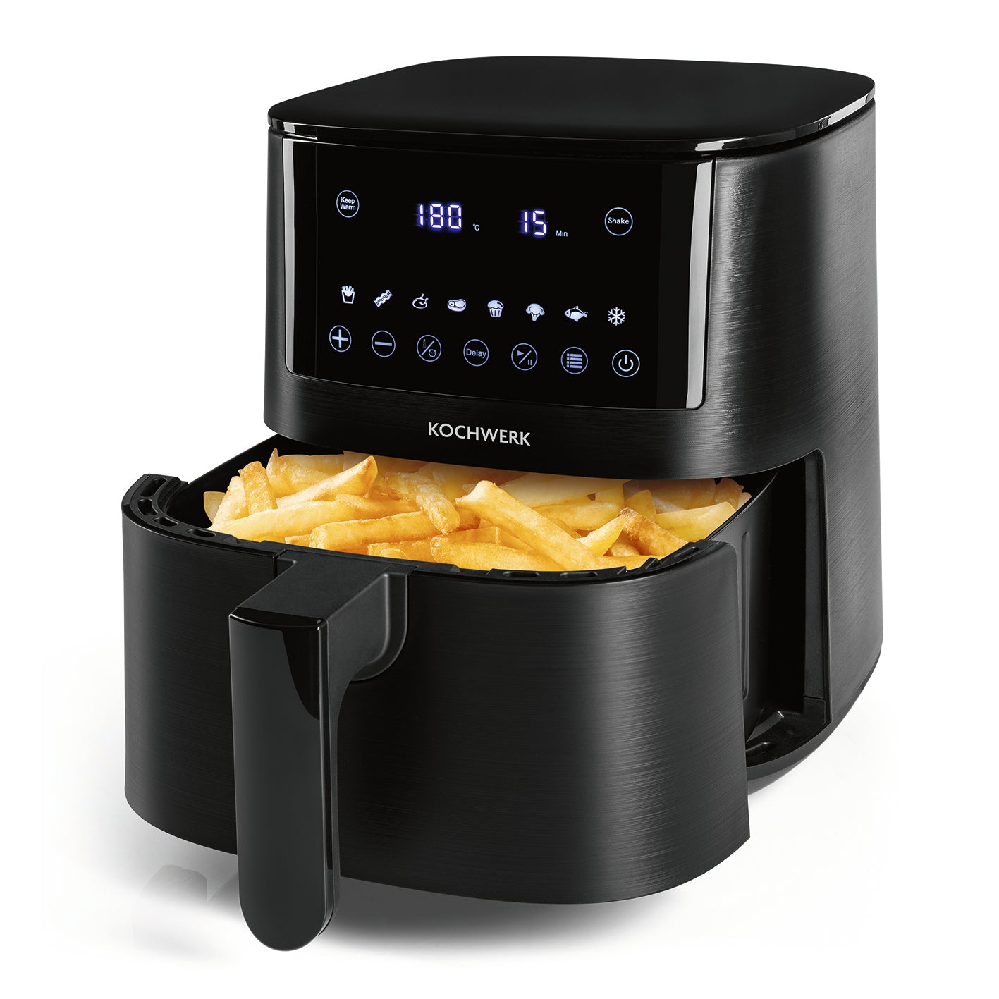 Heißluft-Fritteuse Digital 4,2l mit 8 Programmen, Erinnerungsfunktion, digitales Display und spülmaschinengeeignetem Korb.
