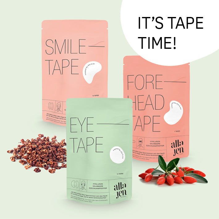 Hyaluron-Skintape "Eye Tape" von alla/jen für glatte, entspannte Augenpartie und sichtbare Reduktion feiner Fältchen über Nacht.