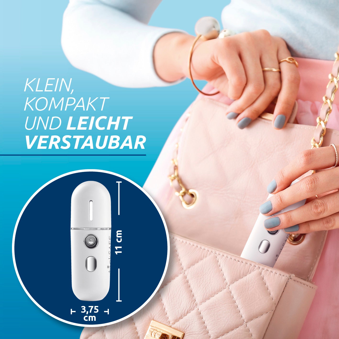 Wespenabwehr-Sprüher klein, kompakt, leicht verstaubar, ideal zum Mitnehmen in Tasche für unterwegs gegen Wespen und Insekten.