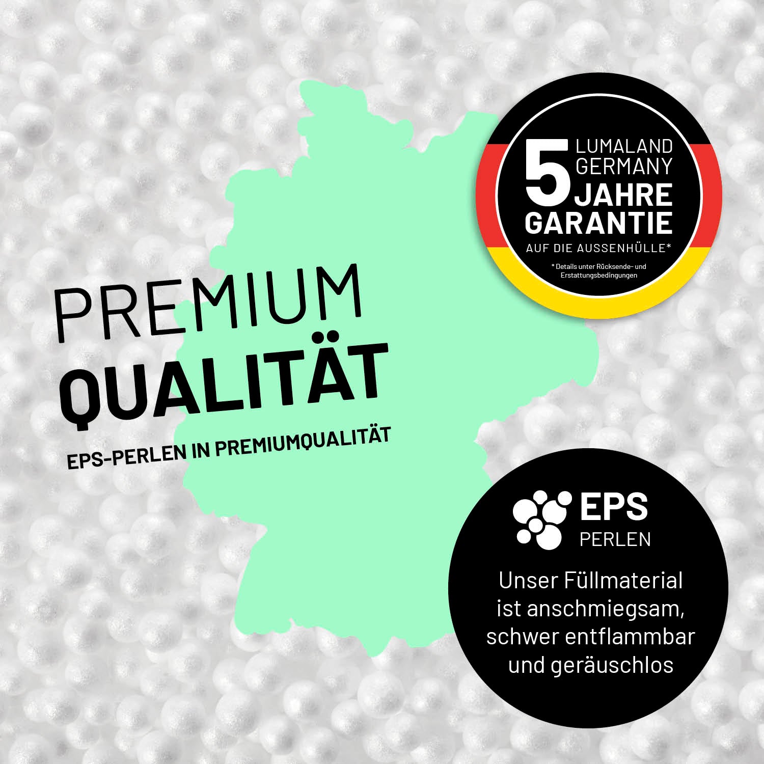 XXL-Sitzsack Karo - Pastellgrün/Senfgelb mit Premium-EPS-Perlenfüllung, geräuschlos, schwer entflammbar und 5 Jahre Garantie auf Außenhülle