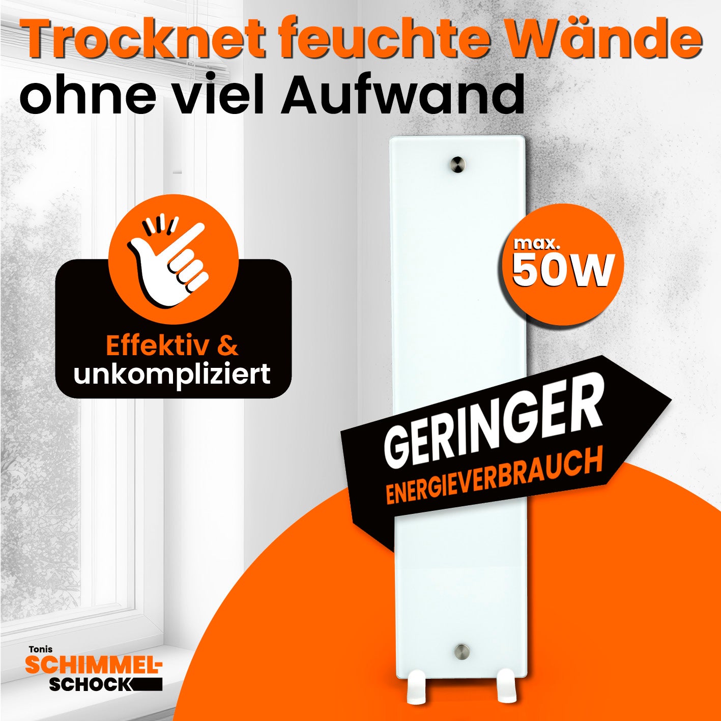 Tonis Schimmelschock Anti-Schimmelheizung Kompakt mit niedrigem Energieverbrauch zur effektiven Trocknung feuchter Wände.