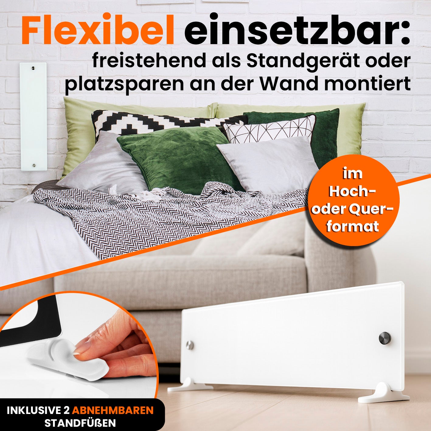 Tonis Schimmelschock Anti-Schimmelheizung Kompakt flexibel als Standgerät oder Wandmontage im Hoch- oder Querformat einsetzbar