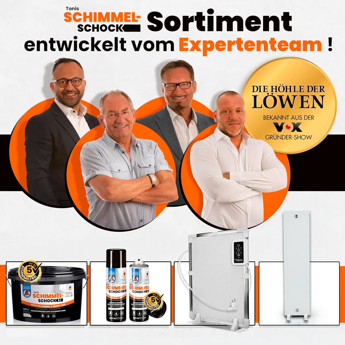 Tonis Schimmelschock Anti-Schimmelheizung Kompakt mit Experten entwickelt, energieeffizient gegen Schimmel in Wohnung, Keller und Dachboden.