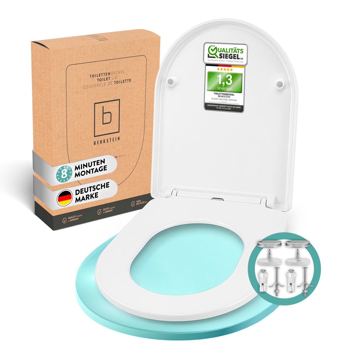 Premium Toilettendeckel - D-Form - Weiß