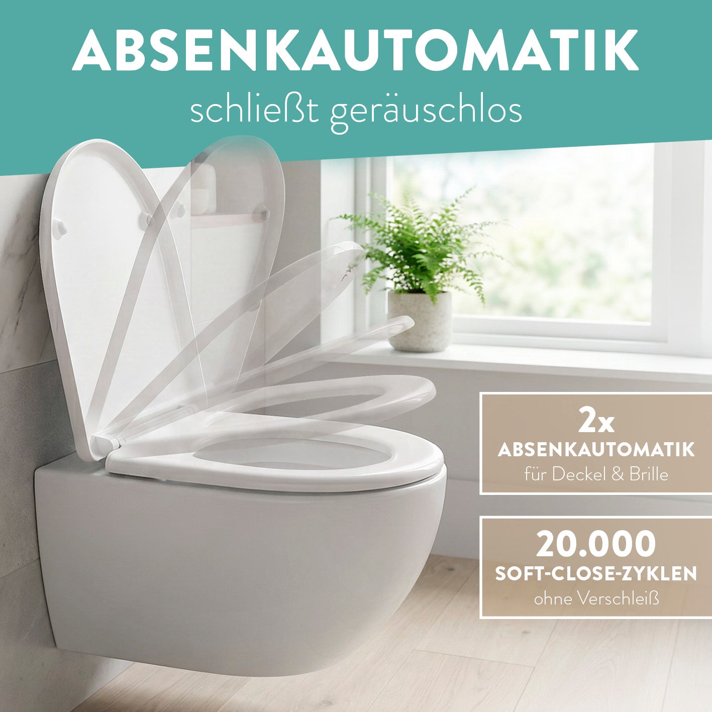 Premium Toilettendeckel - D-Form - Weiß