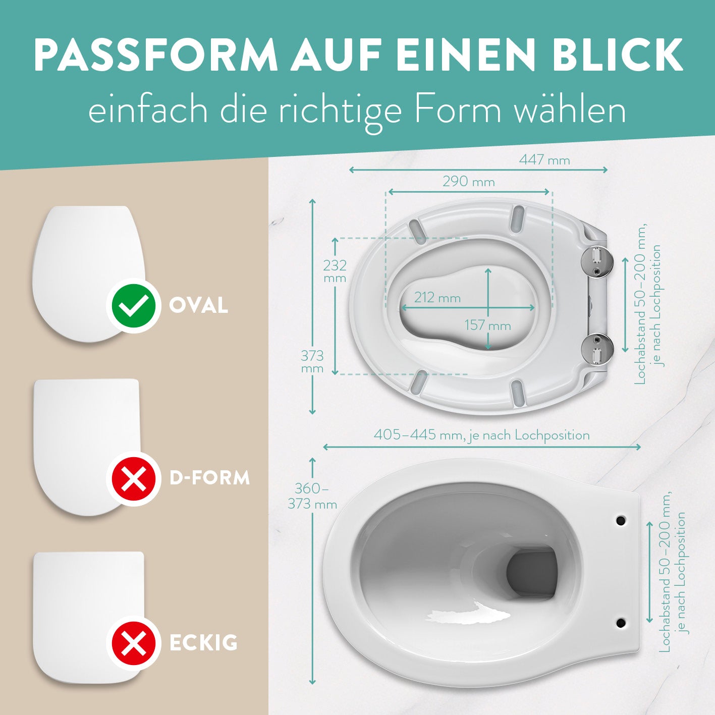 Kinder-Toilettendeckel - Weiß mit ovaler Passform für optimale Kompatibilität und einfache Montage an WC mit variabler Lochabstandsanpassung.