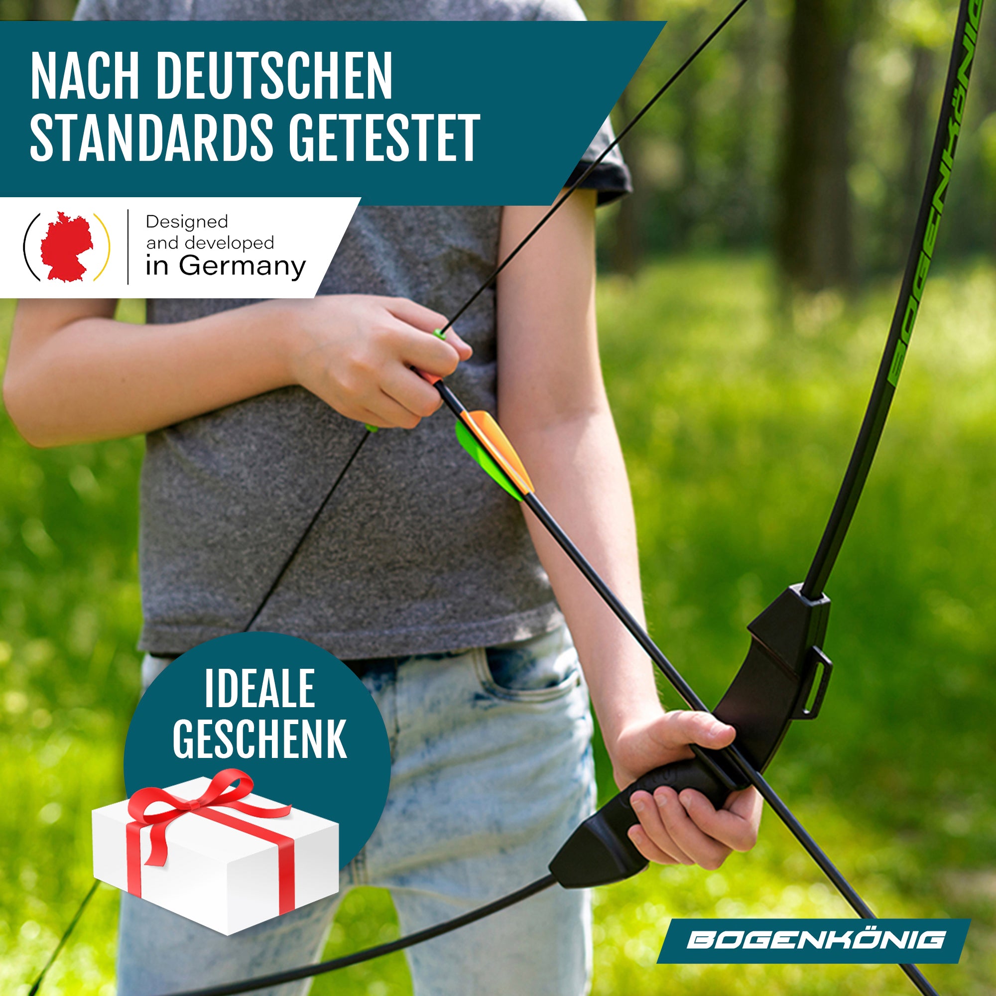 Bogenset mit 4 Pfeilen - ideal für Kinder ab 6 J.