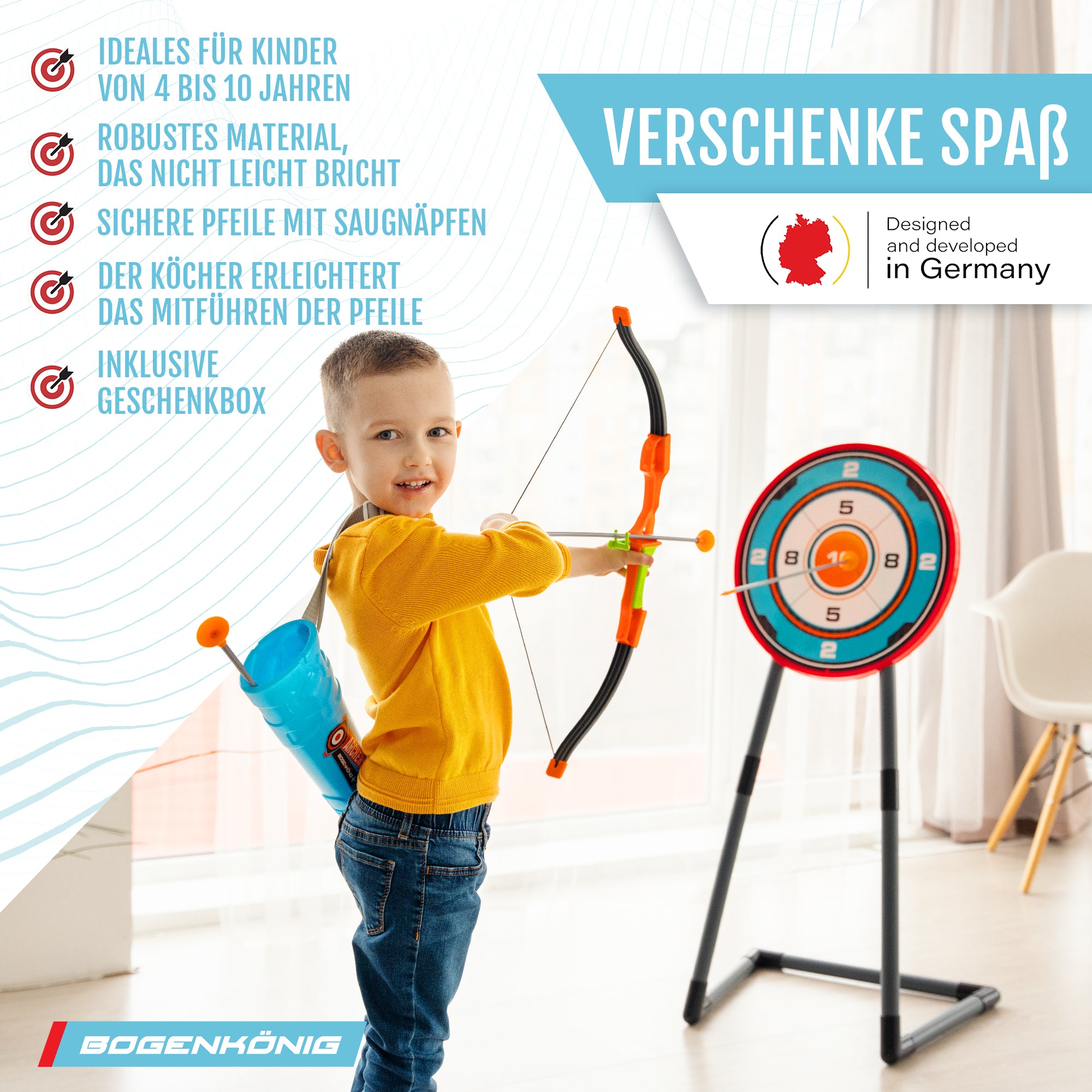 Pfeil und Bogen Kinder Spielzeug Set - ab 6 Jahre